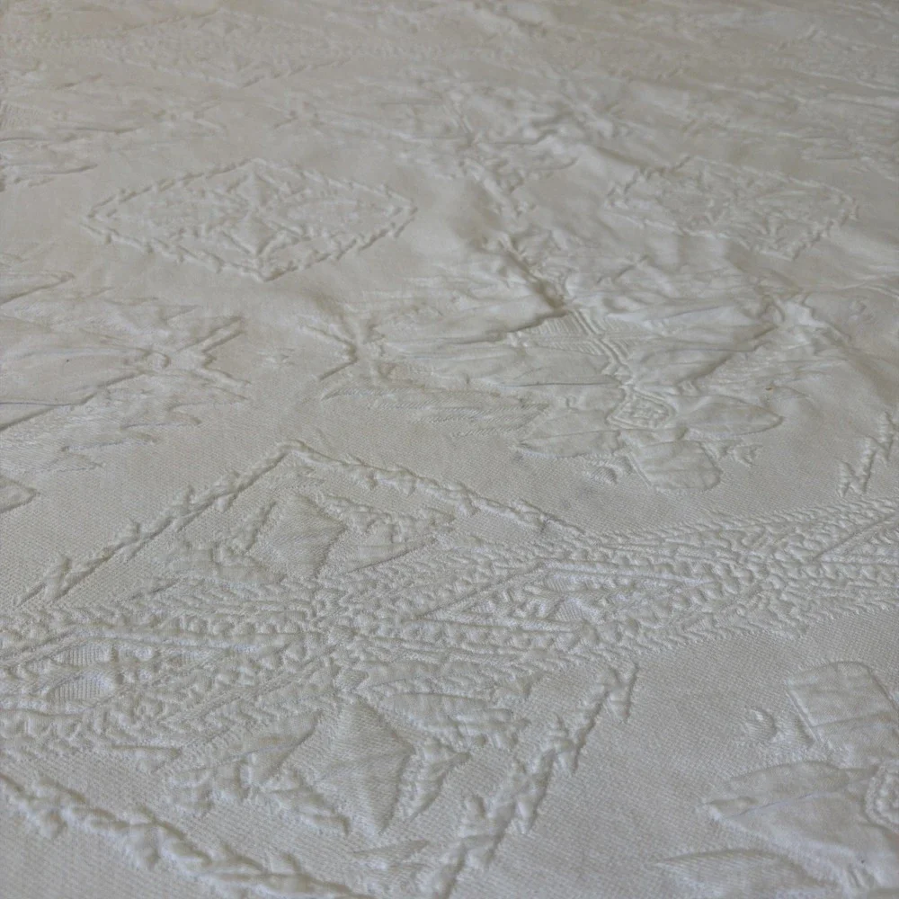 Ralph Lauren Textured 100% Cotton White Coverlet Geometric Diamond Pattern Full